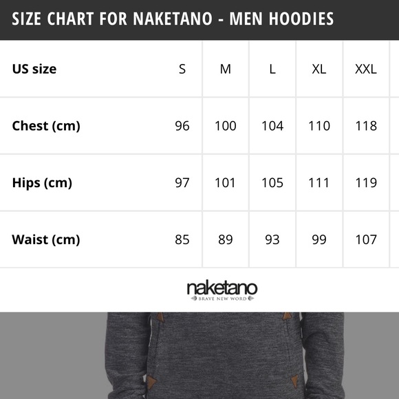 Naketano Hoodie Size Chart